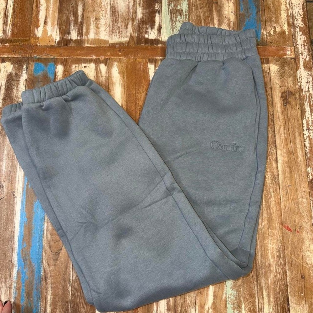 Comfrt Women Blue Comfort Sweatpants Elastic Waist Tapered Fit Size M